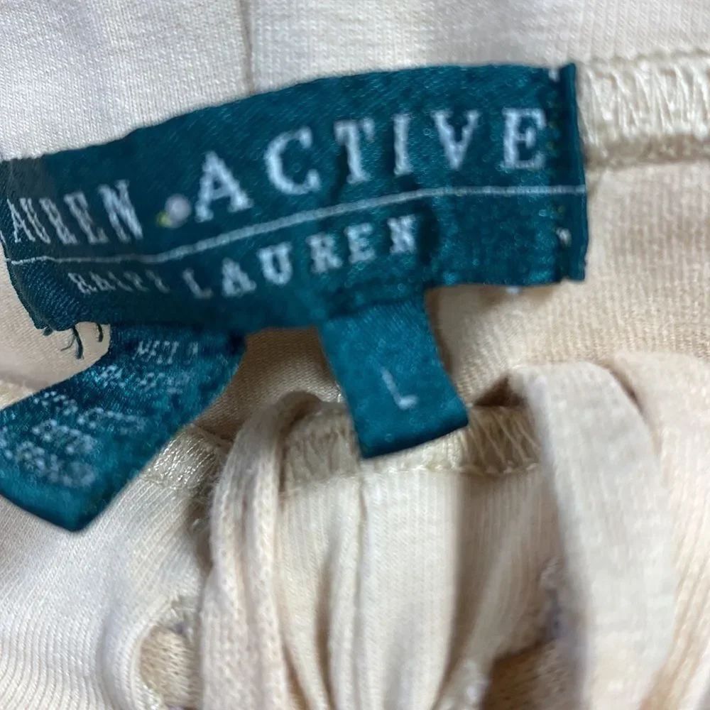 Lauren Active Ralph Lauren Cream Drawstring Capri Pants Size L Athleisure Casual - Picture 12 of 16